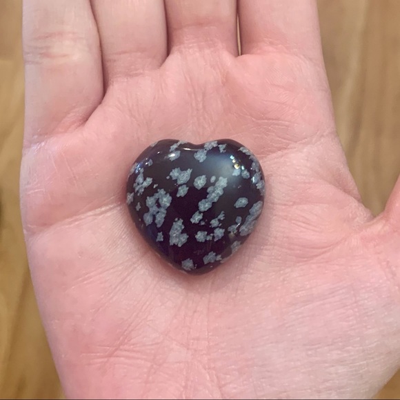 Heart Shaped Snowflake Obsidian Palm Stone